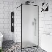 (JL8) 1000mm 10mm Black Frame Frosted Glass Shower Screen. RRP £499.99. Manufactured from