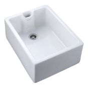 (QP222) RAK Ceramics Classic Belfast 1 Bowl White Fire Clay Ceramic Kitchen Sink - 595 x