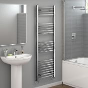 (AA50) 1600x600mm - 20mm Tubes - Chrome Curved Rail Ladder Towel Radiator. RRP £316.99.