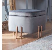 (JL26) Grey Velvet Storage Stool As beautiful to look at as it is to sink into, the plush