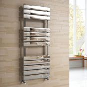 (QQ17) 1200x450mm Chrome Flat Panel Ladder Towel Radiator. RRP £354.99. We use low carbon