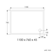 (QP165) 1100x760mm Rectangular Ultra Slim Stone Shower Tray. RRP £319.99. Low profile ultra sl... (
