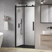 (CP41)1000mm Black Frameless Sliding Shower Door. RRP £499.99. 8mm EasyClean glass - Our glass...