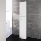 (Z137) 1900x330mm Quartz Standing Bathroom Cabinet White High Gloss. RRP £371.99.Impeccable