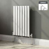 (AA24) 600x420mm White Single Panel Horizontal Oval Designer Radiator. RRP £339.99. This