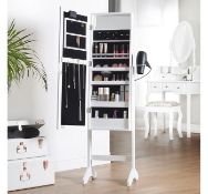 (JL11) White LED Armoire Storage Mirror Free standing mirror and jewellery cabinet holds up
