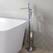 (QP199) Cube Chrome Freestanding Bath Tap with Hand Held Shower. RRP £499.99. We love this bec... (