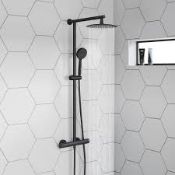 (RR160) Matte black Round Thermostatic Bar Mixer Shower Set Cool Touch Valve 10