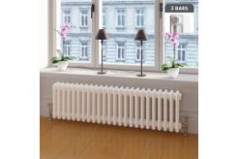 (QP132) 600x628mm White Four Panel Horizontal Colosseum Traditional Radiator. RRP £443.99.Made...((