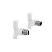 (PC66) 15mm Standard Connection Angled Gloss White Radiator Valves Solid brass construct. Angl...(