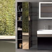 (XL140) Keramag Citterio Grey/Brown Shelves with Mirror Tall Cabinet. RRP £865.99. Wood struc...(