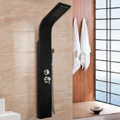 (XL3) Black Shower Tower Panel System Twin Heads With Luxury body jets. RRP £699.99. Built-i...(XL3)