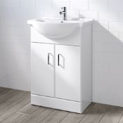 (PC106) 650mm Quartz Gloss White Built In Basin Cabinet. Comes complete with basin. RRP £399....(