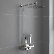 (XL131) 250mm Thermostatic SafeTouch Buildup Rain Shower Set Chrome Square - 25 cm - With Hand ...(