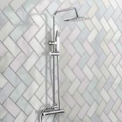 (XL119) Exposed Thermostatic 2-Way Bar Mixer Shower Set Chrome Valve 200mm Square Head + Handhe...