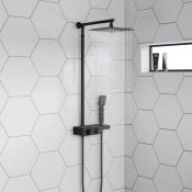 (CC170) Matte Black Square Thermostatic Bar Mixer Shower Set Valve with Shelf 10