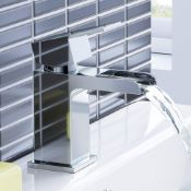 (AA1005) Modern Waterfall Cloakroom Basin Mixer Tap Chrome Bathroom Sink. Chrome plated solid b...