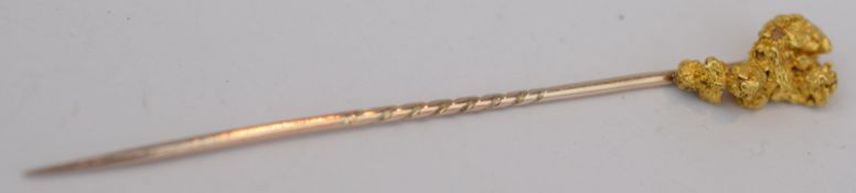 Victorian Solid Gold 24ct Nugget On 9ct Gold Pin