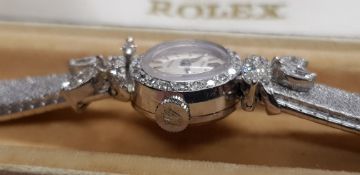 Rolex 18ct White Gold And Diamonds Ladies Cocktail Watch c1965