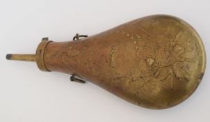 Large Copper Gunpowder Flask Marked US
