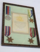 Framed Group Of WW2 Medals