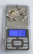 Silver Albert Watch Chain 15 inches 31.2grms