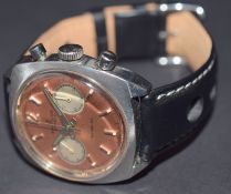 Vintage Breitling Geneve Chronograph Rare Salmon Panda Dial