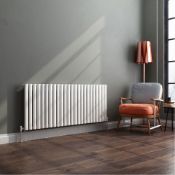 (EW15) 600x1440mm Gloss White Single Panel Oval Tube Horizontal Radiator. RRP £331.99. Made from