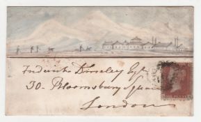 G.B. - Pictorial Hand Painted  Envelope 1855
