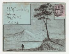 G.B. - Pictorial Hand-Drawn Cover 1883.