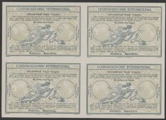 Mauritius 1926 25C International Reply Coupons In A Imperforate Block Of Four