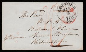 Barbados 1857 Envelope Addressed To Philadelphia “Paid/At/Bardoes”