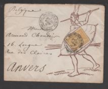 Zululand 1880 Printed Envelope Depiciting A Zulu Warrior