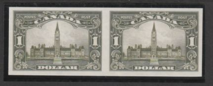 Canada 1929 $1 Imperf Plate Proof Horizontal Pair