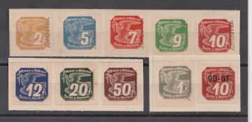 Czechoslovakia – Bohemia And Moravia 1939 Newspaper Set Of 9 Handstamped “Amostra”