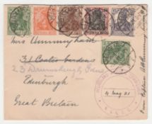 Gb World War 1 1921 Cover To Scotland With Germania Stamps