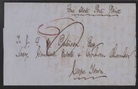 Orange Free State 1861 Part Entire To Cape Town, A Scarce O.F.S. Prestamp Letter