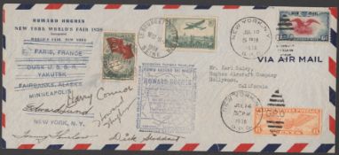 Airmails – Russia/Usa/France 1938 Printed Howard Hughes And Signed By Howard Hughes
