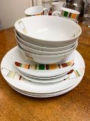 Set of plates and tea cups plus coffee, beer and cappuccino glasses