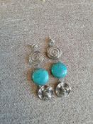 Woman earrings. Silver with Turquoise stones