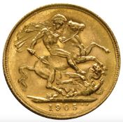 1905 - Full Gold Sovereign - King Edward - London