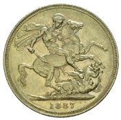 1887 Full Gold Sovereign - Victoria Young Head - Sydney