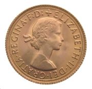 1957 gold sovereign - queen elezibeth - young head - london