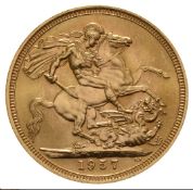 1957 gold sovereign - queen elizebeth - young head