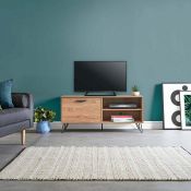 (V83) Capri TV Unit Stylish, lightweight MDF frame is coated in an 3D oak-effect veneer, with ...