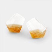 (V35) Set Of 6 Rolling Whisky Glasses Each glass has a bevelled, rounded base to allow the gla...