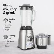 (V88) 1000W Glass Jug Blender Blend smoothies, crush ice, prepare soups and more with this sle...