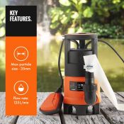 (V220) 400W Water Pump with 8m Hose Rains water rapidly at a max rate of 7500L/H Ideal for em...