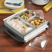 (V59) 200W 3 Pan Buffet Server Keep food hot and tasty with the VonShef 200W 3 Pan Buffet Serv...