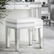 (V54) White Mirrored Dressing Table Stool Opulent and luxe mirrored Beautify white dressing ta...